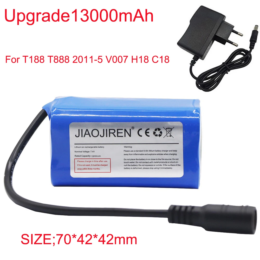 Upgrade battery for T188 2011-5 T888 V007 H18 C18 Remote Control Fishing Bait Boat Spare Parts 18650 2S 7.4V 13000mAh Battery