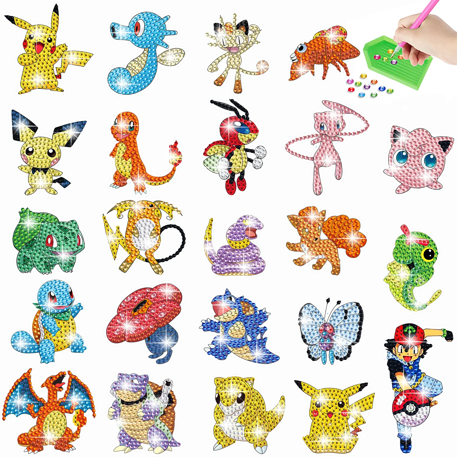 DIY Pikachu Diamond Painting Kit for Kids - Cartoon Character Handmade Craft Random Paste Activity to Enhance Concentration view 3