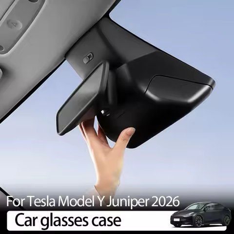 For Tesla Model Y Juniper Car Sunglasses Holder Car Glasses Case Rearview Storage Box Organizer Interior Accessories 2026