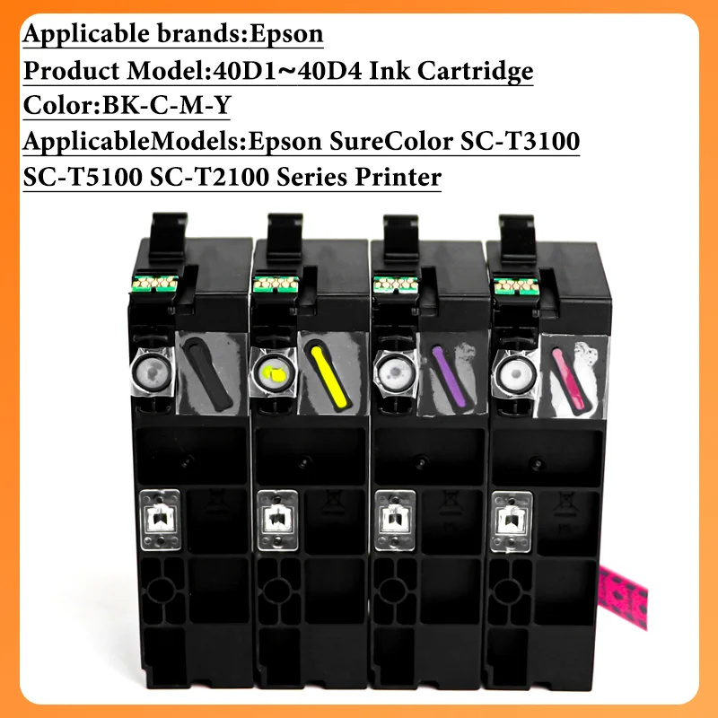1 SET T40D1 T40D2 T40D3 T40D4 T40D Ink Cartridge Compatible For Epson SureColor SC-T3100 SC-T5100 SC-T2100 Series Printer