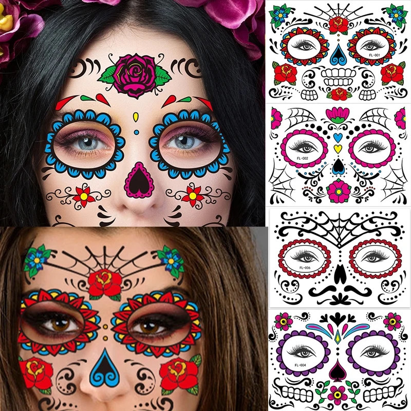 Face Festival Tattoo Costume Party Stickers Halloween Waterproof Temporary Tattoo Stickers Makeup Body Dress Up Decoration