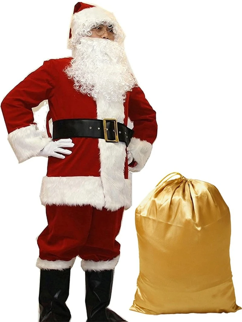 Santa Suit Plush Adult Costume Cosplay Furry Suits Party Game Fursuit Cartoon Dress Outfits Carnival Xmas Ad Apparel