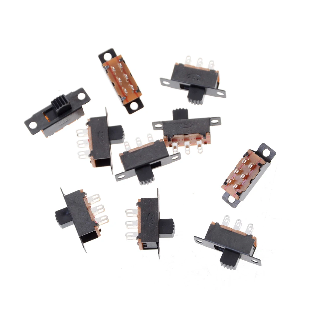 [10Pcs 2 Position DPDT 2P2T Panel Mount Vertical Slide Switch 6 Pin 0.5A 50V DC]