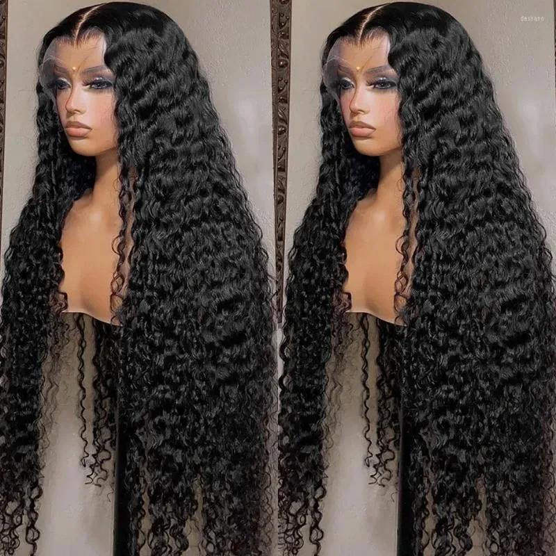 250 Density Curly Wigs Human Hair Lace Frontal Wig Deep Wave HD Lace Wig 13x6 Human Hair 13x4 Transparent Water Wave Lace Wig