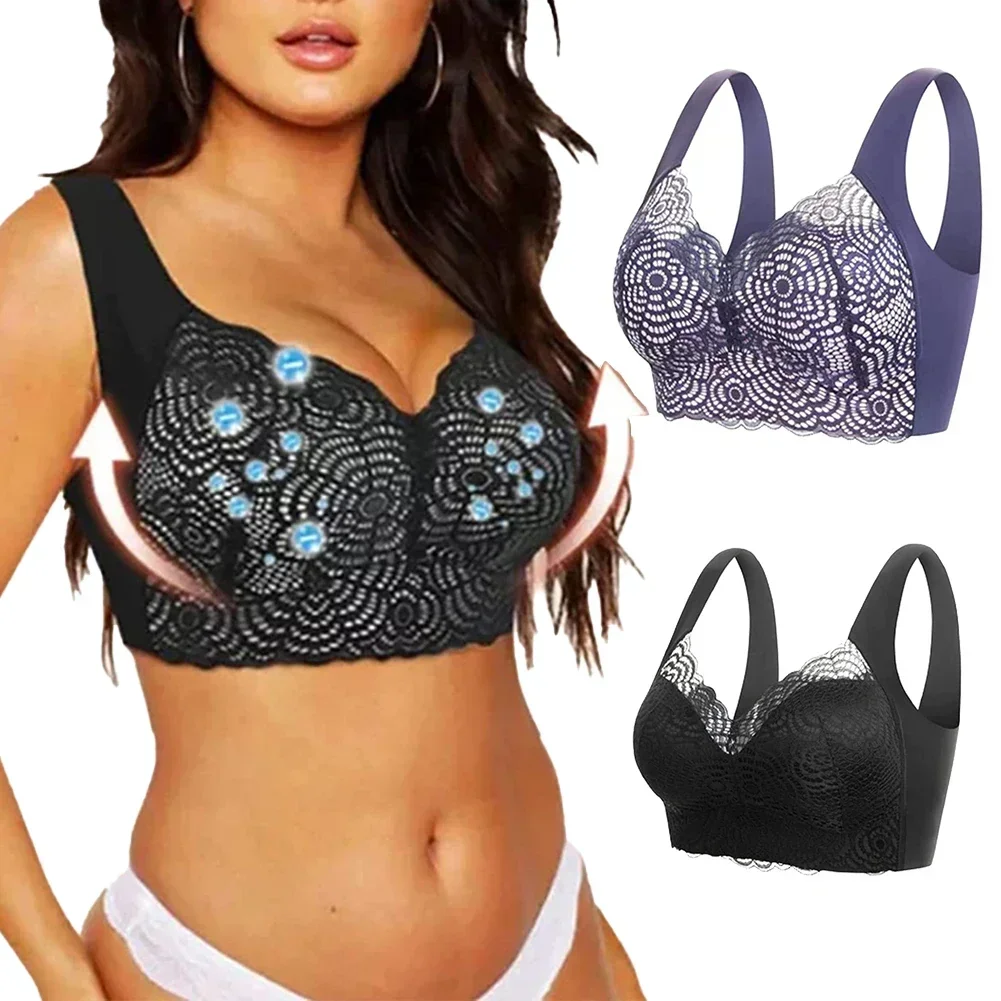 New Women Large Lace Push Up Seamless Lace Bra Lymphvity Detoxification And Shaping & Powerful Lifting Bra Casual Female Bras