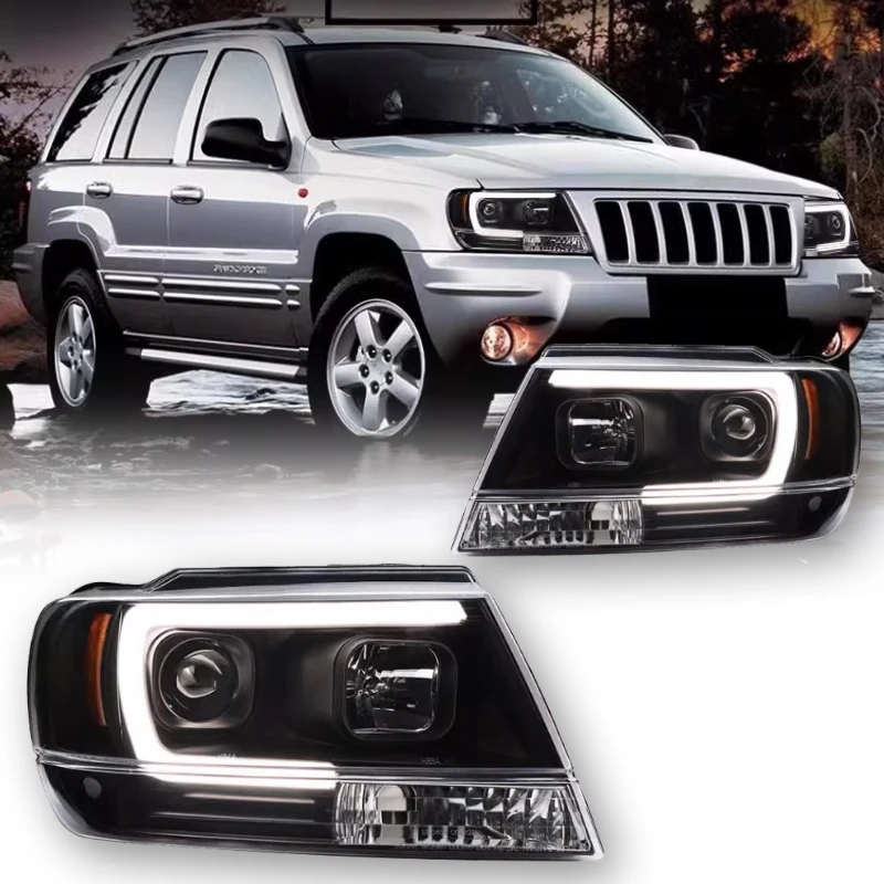 For JEEP Grand Cherokee 1999-2004 Car Headlight Accessories Modified LED DRL Headlight Upgrade LED Far and Near Car Headlight