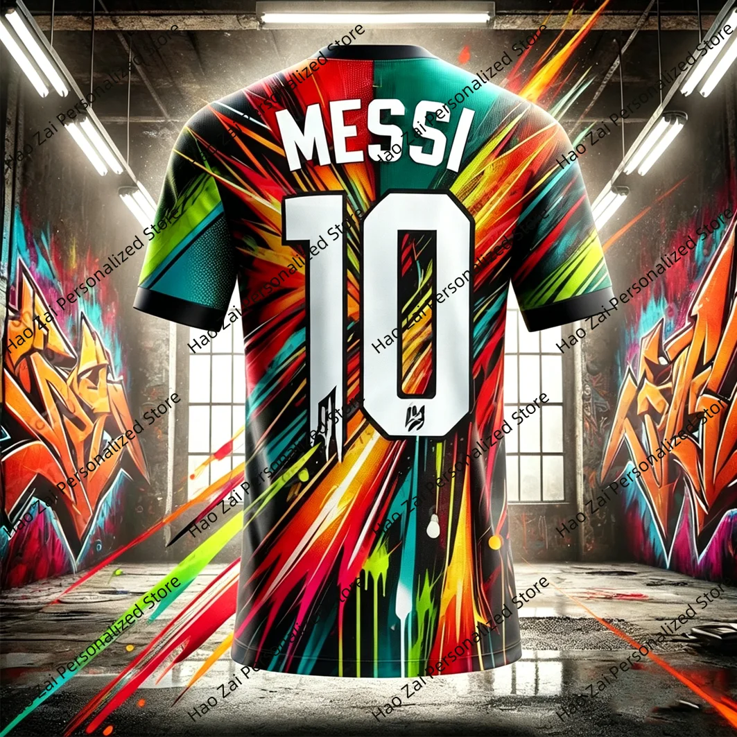 Classic Messi Fashion Print Graffiti Commemorative Edition Series: Sports Soccer Fan Jersey & Comfortable Casual T-Shirt