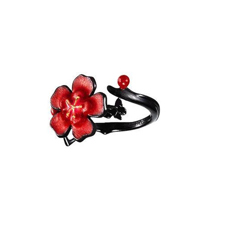 Game Genshin Impact Hutao Cosplay Ring Red Flower Adjustable Opening Rings Jewelry Accessories Gifts