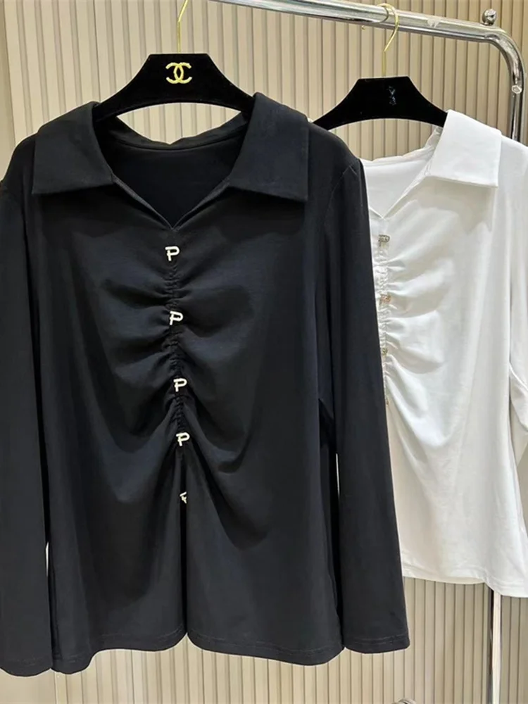 

Женская осенняя универсальная свободная рубашка с длинным рукавом в корейском стиле, больших размеров, для повседневной носки и работы