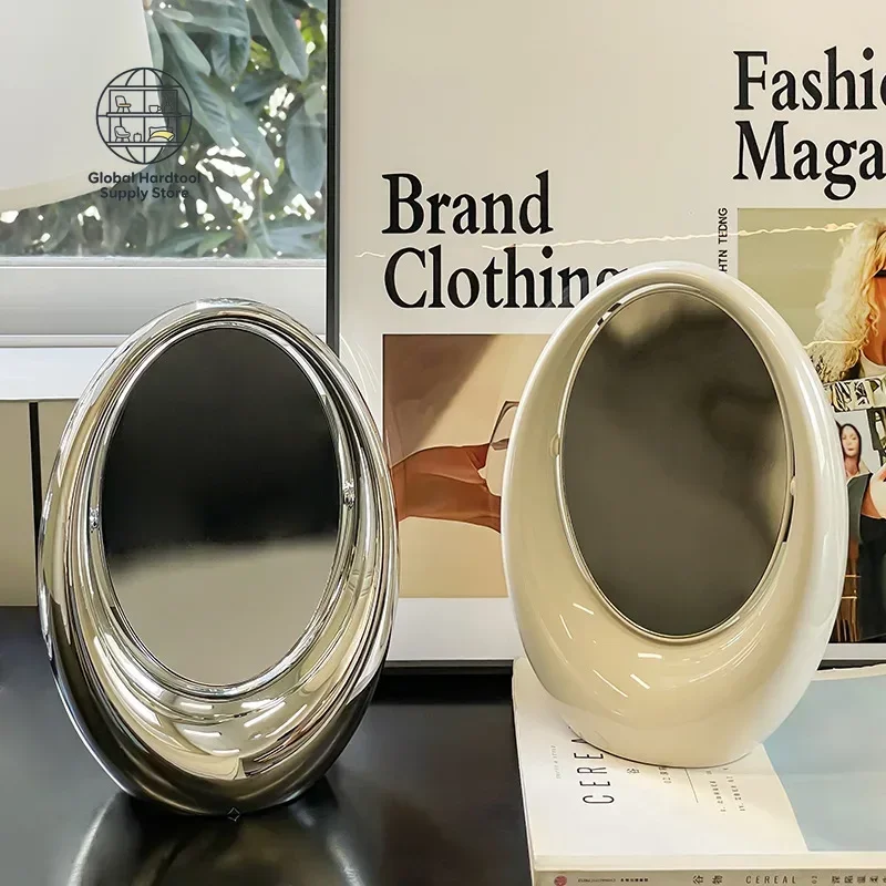 Creativity Flip Double-sided Mirrors Home Desktop Premium Feel Elliptical Mirror Room Decoration Makeup Mirrors Home Decor Gifts