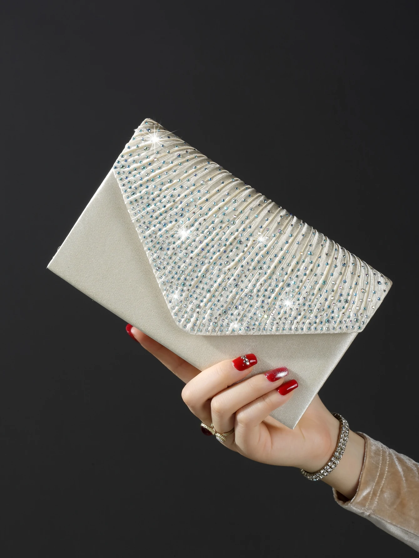 Glitter Bling,Shiny Glamorous,Elegant Women's Fashionable Elegant Clutch Bag With Rhinestone Decor,For Female Perfect Fo Party