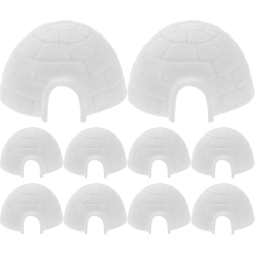 

10 Pcs Toy Igloo Model Models Home Decor Statue Cartoon Figurines Ornaments White Child