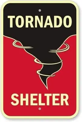Tornado Shelter, GlowSmart™ Glow-in-The-Dark Tin Sign, Metal Sign,