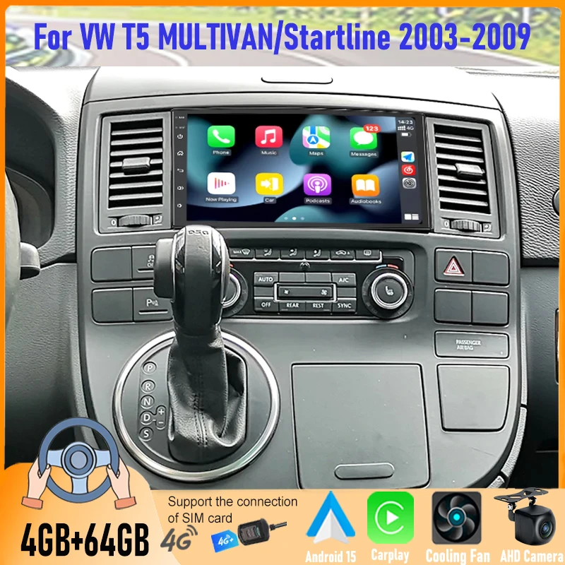 

7" For VW T5 MULTIVAN/Startline 2003-2009 Car Stereo Radio Wireless Carplay Android 13 Auto Head Unit GPS WIFI Navi 4+64GB