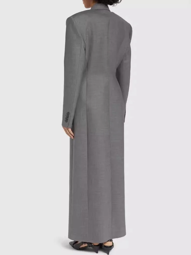 JNMC Design Sense Temperament 2024 Spring Autumn New Double Breasted Long Sleeved Slim Fit Solid Color Suit Jacket For Women