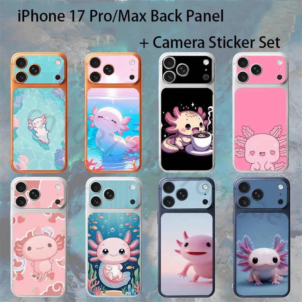 

Cute Axolotl Black Matte For iPhone 17 pro Max/17 pro Full Cover Decal Skin Wrap Colorful Rear Protective Sticker Film