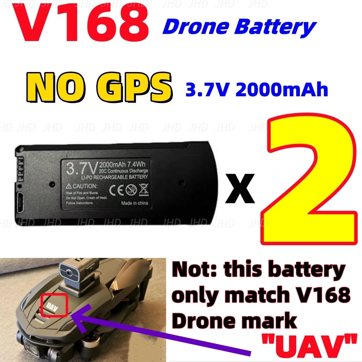 Batteria per drone GPS JHD V168 per V168/V168 PRO/ V168PRO MAX NO GPS/batteria GPS per eliche a batteria V168 PRO all\'ingrosso