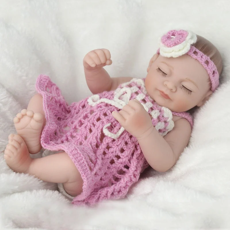 Reborn Baby Doll 25cm Mini Soft Baby Doll Girl Full Body Silicone Reborn Doll Newborn Doll Toy Birthday XMAS Gifts