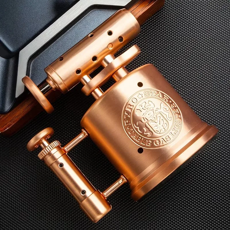 Direct Jet Four-Way Blue Flame Metal Cigar Lighter Windproof Desktop Oil Lamp with Hole Opener and for Weddings Easter