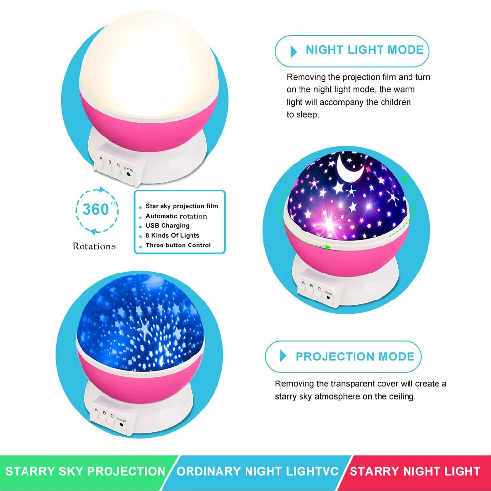 Galaxy Star Projector Night Light Lamp Fun Gift for Girls and Boys Rotating Star Sky Moon Light Projector for Kids Bedroom Decor