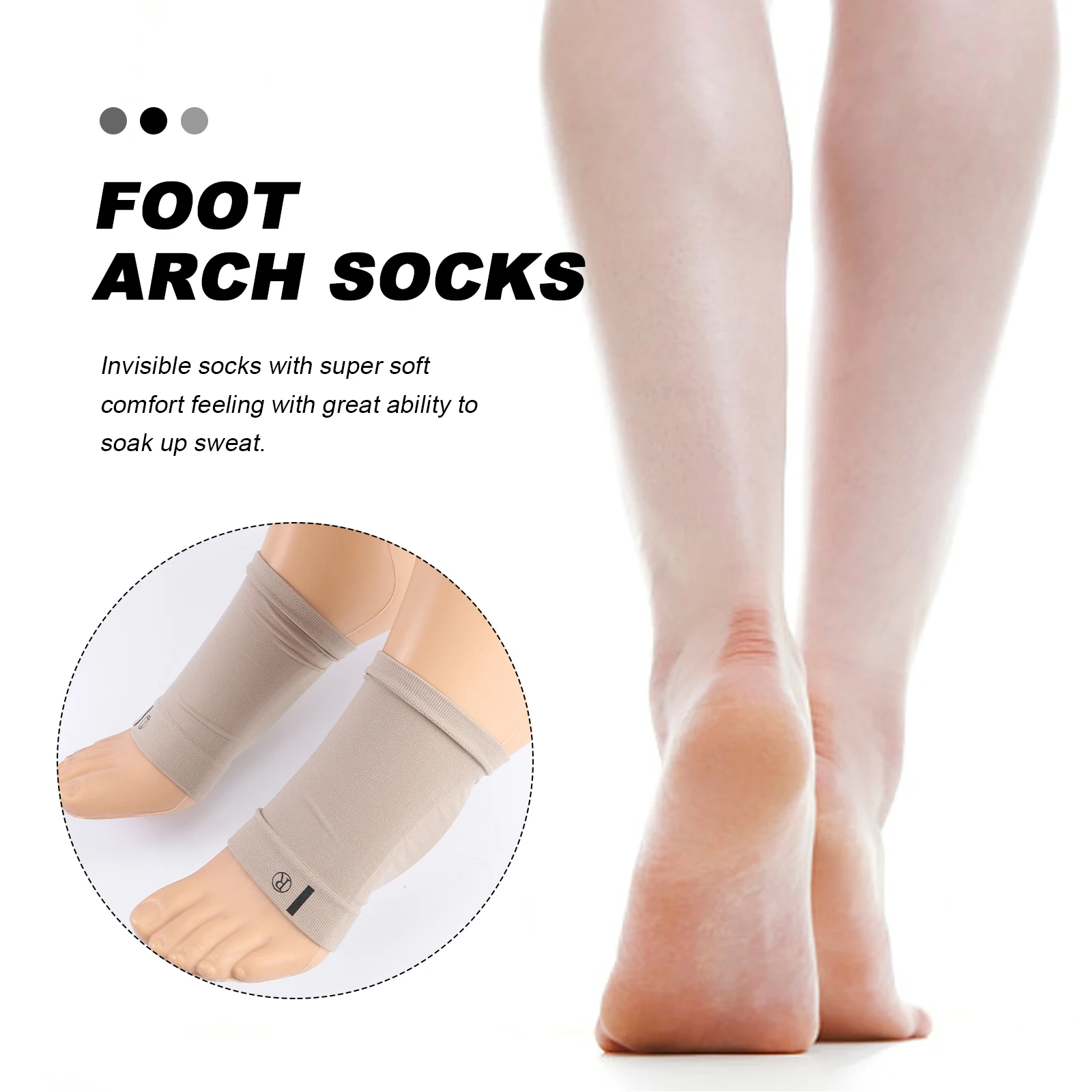 

2 Pairs Foot Arch Socks Shallow Month Boat High Heels Support Accessories Women Silicone Sweat Absorbing Cushion Pads