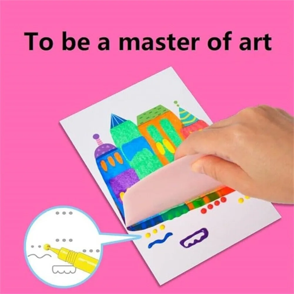 Drawing Papers Squeegee Art Kids Paint Kit DIY Material Painting Art Supplies Color Scratch Painting Animal Pattern Rainbow Dot