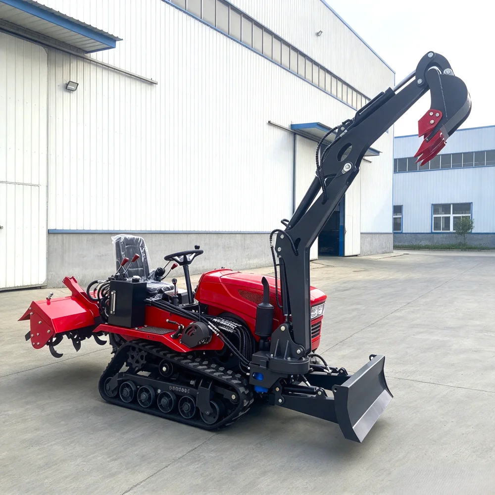 Customize Agricultural Crawler Tractor Ride-On Rotary Tiller with Front Loader 25HP 30HP 50HP Track for Small Farm Garden