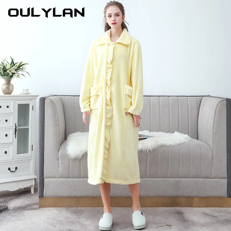 Autumn/winter Long Coral Velvet Thickened Fleeced Lovers Bathrobes Woman Men Plus Thick Sleepwear Shower Robe Bath Towels Pajama