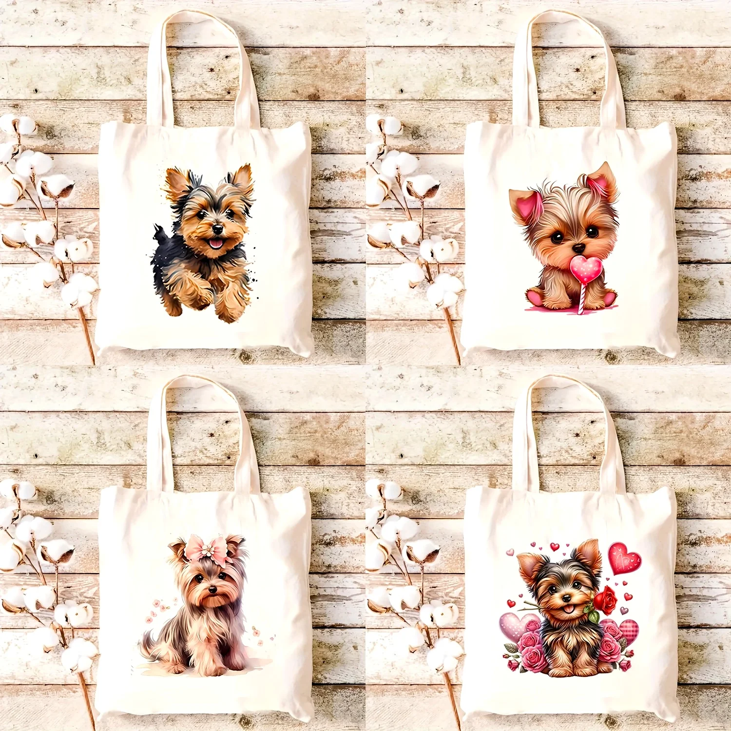 Bolso de mano con estampado de perro bolso tipo shopper de gran capacidad para ocio y uso diario bolso de moda reutilizable