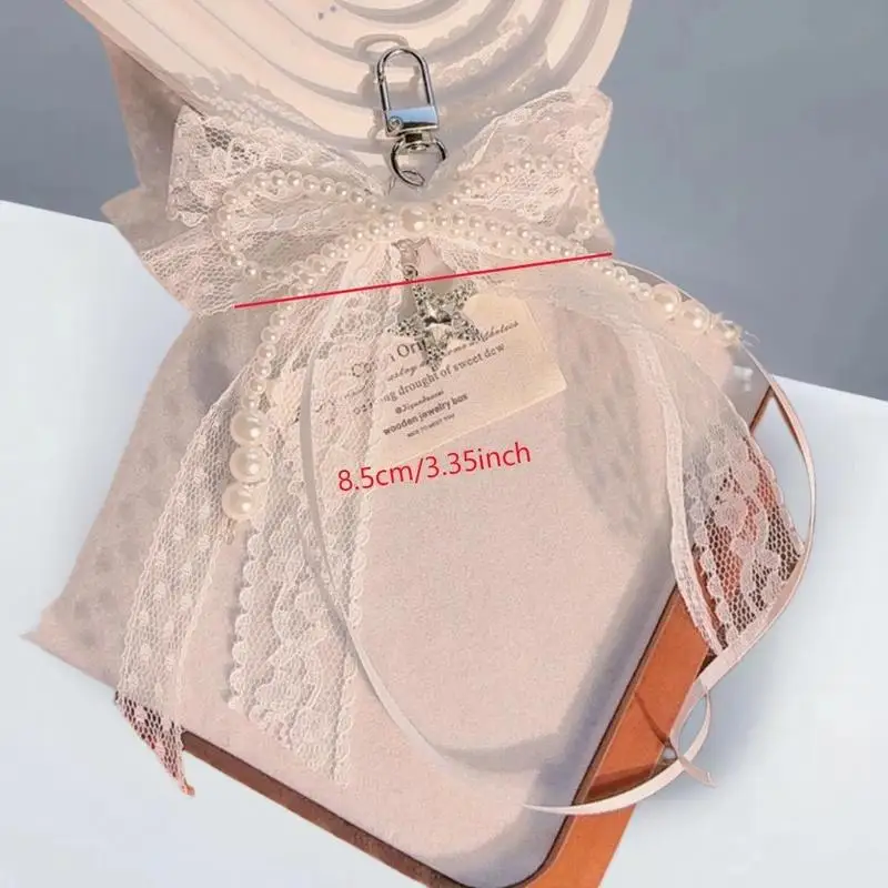 الدانتيل القوس المفاتيح الجوف الشريط الأحمر الكرز Y2k تصميم الأزياء سحر حساسة على ظهره مفتاح سلسلة هدية عيد الحب الملحقات #2