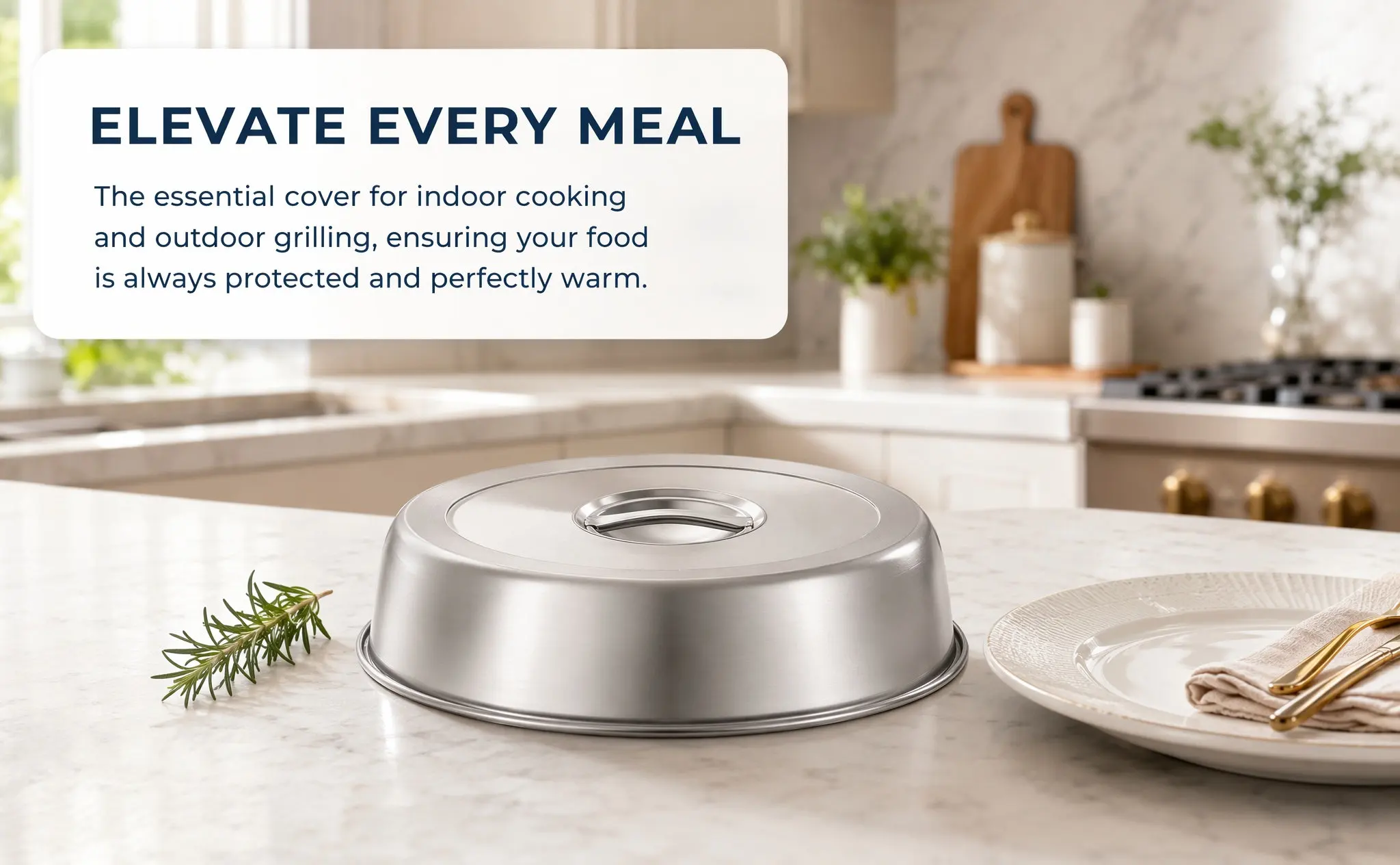 2Pcs Stainless Steel Steak Lid Anti-Splash Rounded Edge Food Protector for Home Cooking Melting Cheese Steaming Vegetables Warm