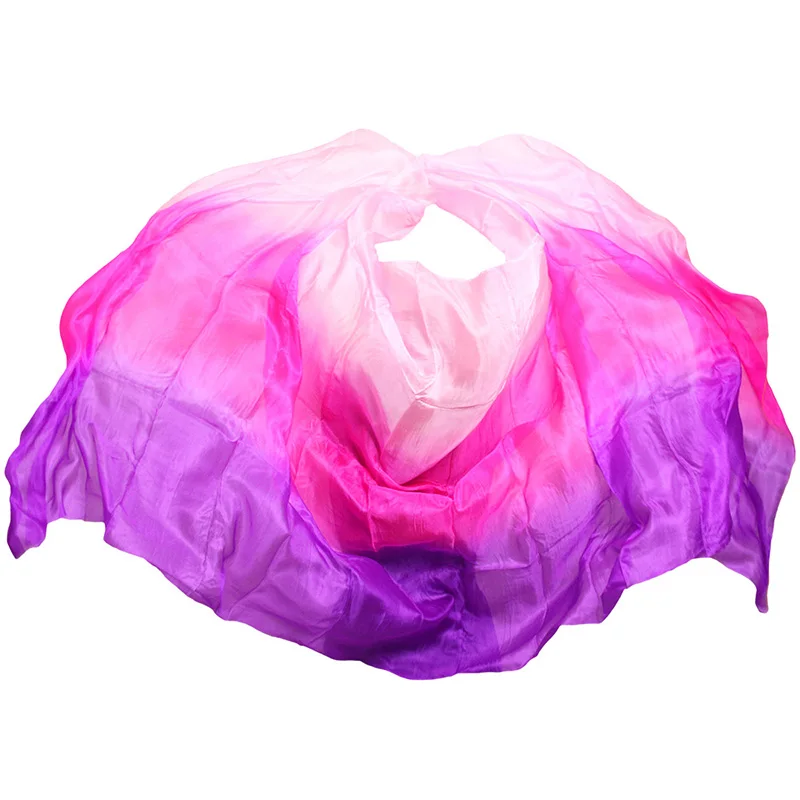 Bellydance dostosowany 100% prawdziwy jedwabny welon popularny ręcznie farbowany naturalny jedwab akcesoria do tańca brzucha kolor gradientu jedwabny welon 250cm