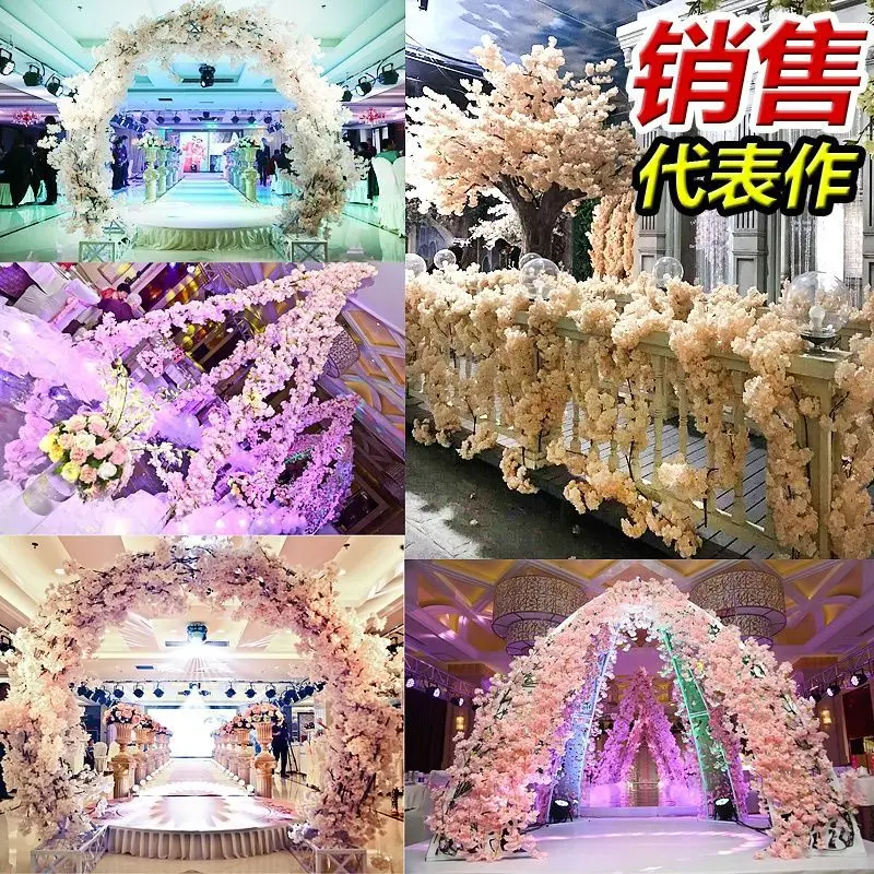 Artificial Flowers for Wedding Arch Decoration Fake Flower Silk Hydrangea White Branch Cherry Blossoms Home Decor 200 Pcs