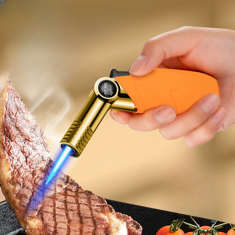 Metal Butane Gas Spray Gun Lighter Outdoor Windproof Blue Flame High-pressure Jet Torch Lighter Kitchen BBQ Cigar Ignition Tool