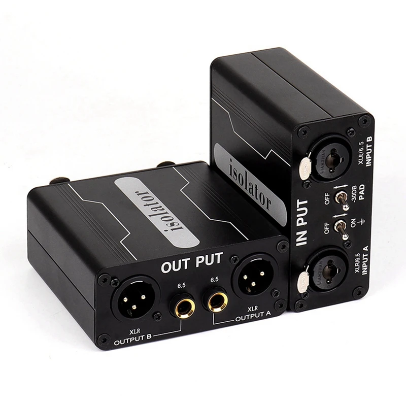 

4X GX200 Audio Isolator Dual-Channel 6.5 XLR Mixer Audio Isolator Current Sound Noise Mixer Microphone Common Ground