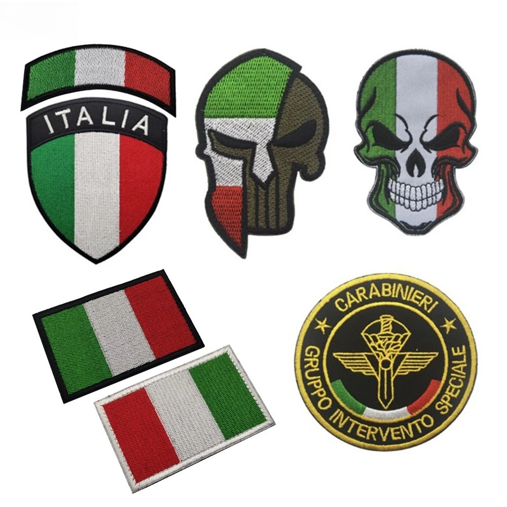 Italy Flag Patches Sicily Sardinia Sicilia Emblems Appliques Italian Shield Rubber/pvc Embroidered Badges