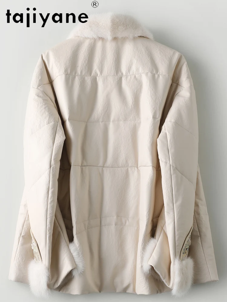 TAJIYANE 100% pelle di pecora piumino d'oca collo di pelliccia di visone piumino elegante giacche in vera pelle abiti invernali donna 2025 