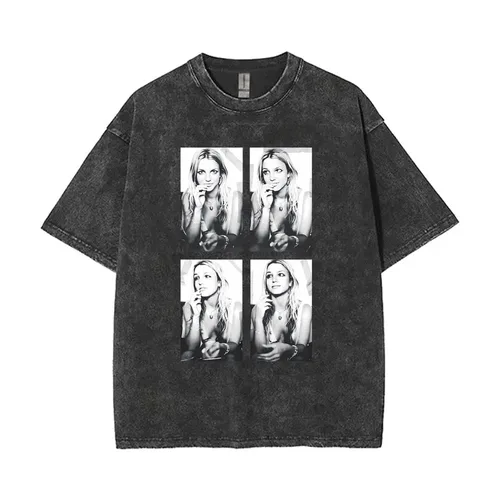 Imagen 2 del producto The Britney Tour 2001 Camisetas con estampado vintage lavado Britney Spears Fans hombres mujeres Casual Retro camisetas de manga corta de gran tamaño