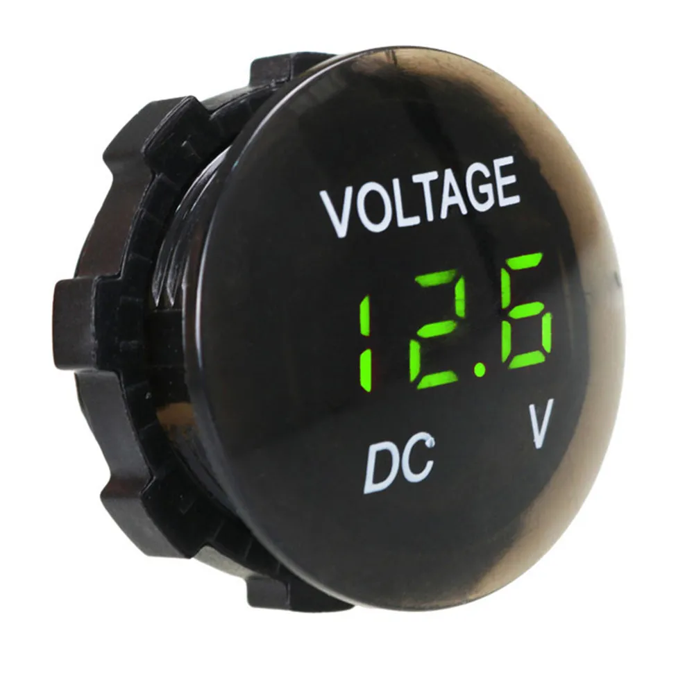 DC 12V-24V Round Waterproof Voltmeter Motorboat Motorcycle Car LED Panel Digital Voltmeter Tester Monitor Display Voltmeter