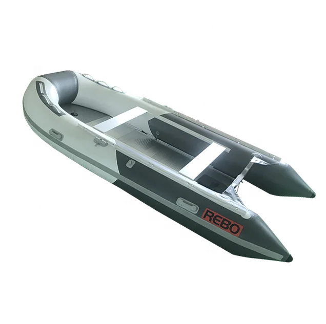 Water Sport 14ft 420cm Durable Hypalon/PVC Foldable Inflatable Boat With Aluminum Floor