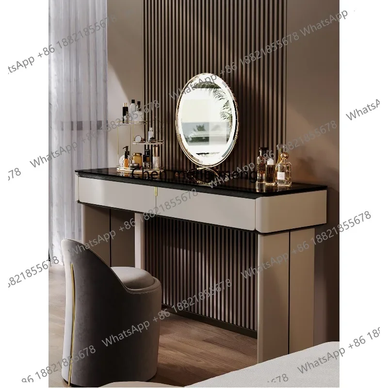

Italian light luxury bedside dresser small solid wood high-end minimalist makeup table