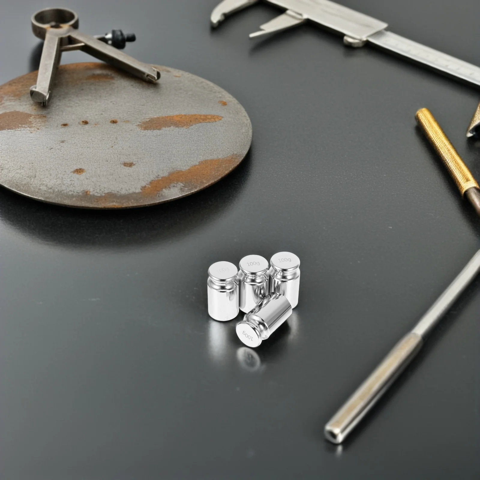 

4Pcs Calibration Weights Steel Hooked Design Chrome Plated Durable Scale Adjustment for Laboratory Teaching