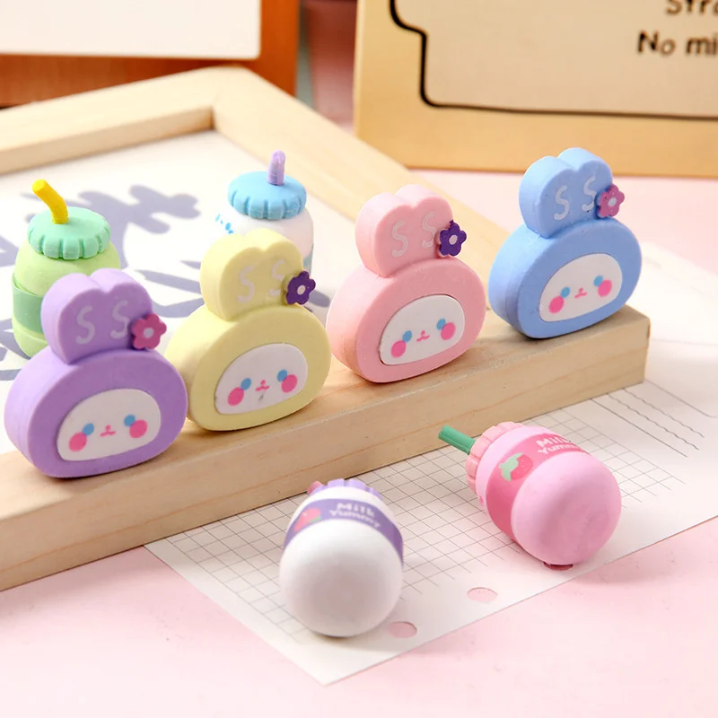 Imagem -03 - Kawaii Lápis Eraser Conjunto para Escrever e Desenhar Borracha Borrachas Papelaria Presentes Material Escolar Sorvete Coelho Unicórnio Bonito 12 Caixas por Lote