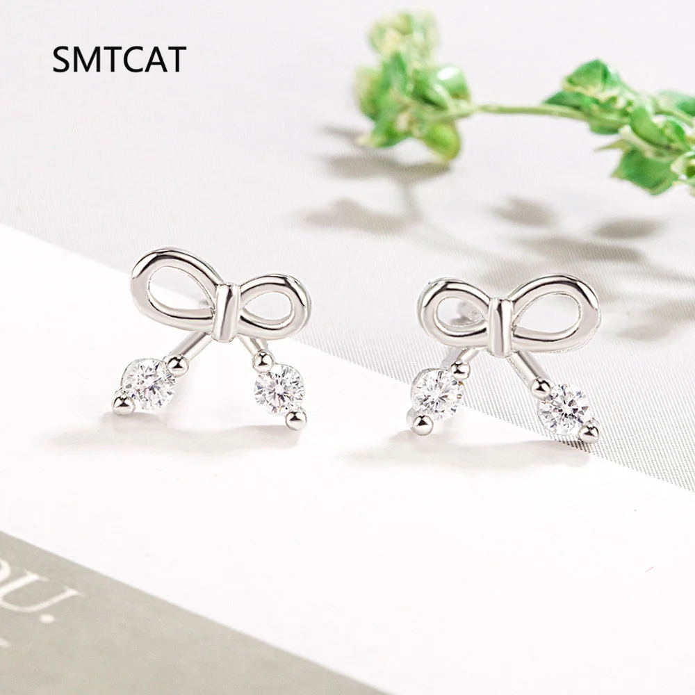 

Настоящее серебро 925 пробы с полым бантом, серьги-гвоздики Boucle d'oreille для женщин, классические ювелирные изделия, минималистичные аксессуары