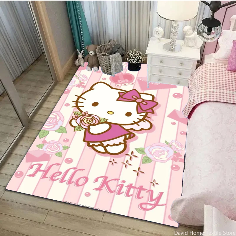 Hello Kitty Painting Area Rug Carpet for Home Living Room Children's Bedroom Sofa Non-slip Kids Doormat Decor Mat Gift