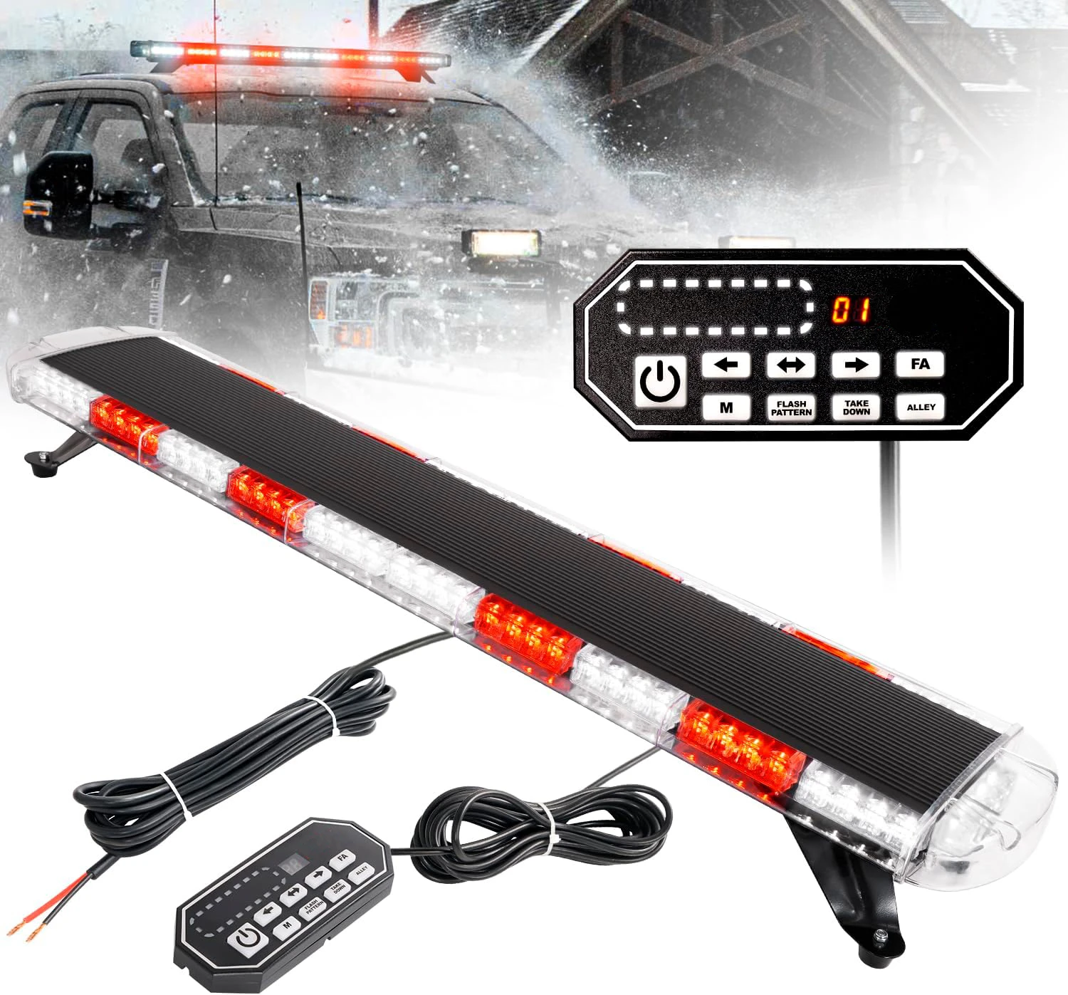 

47-Inch Low Profile High Intensity 88 LED Light Bar New Emergency Warning Flashing Traffic Advisor For Snow Plow Tow Pickup
