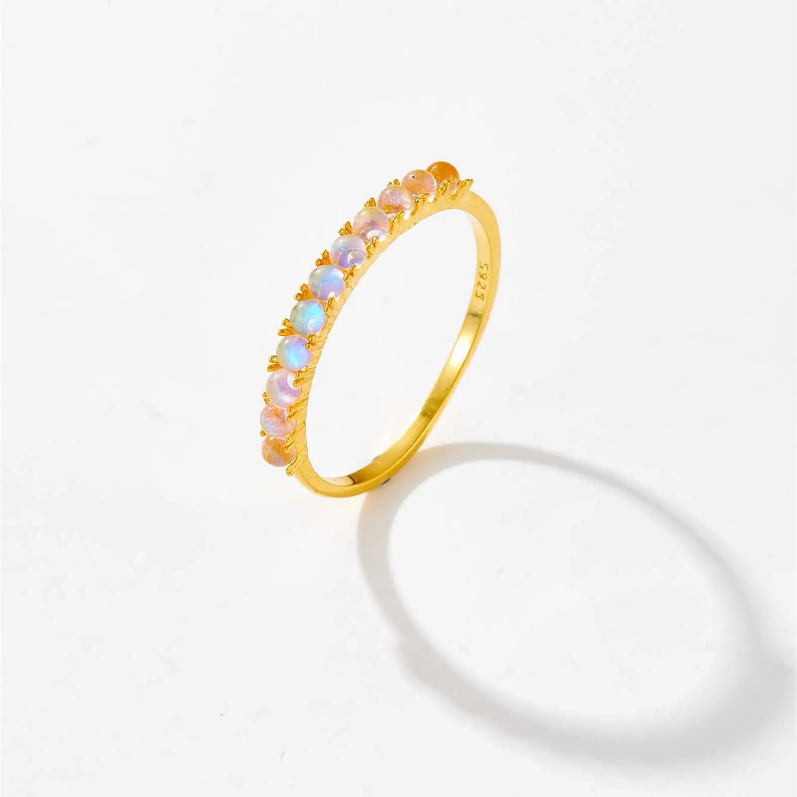 ANDYWEN New 925 Sterling Silver Gold Opal Zircon Pave Women Ring Luxury Fine Jewelry New 2024 Wedding ValentiensParty Gift