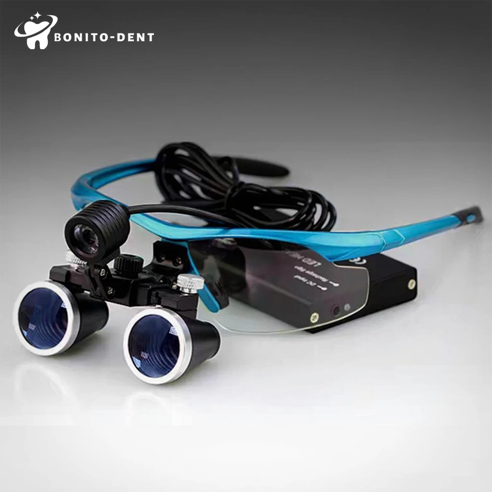 

Dental Magnifying Glass with Headlight Optical Dental Loupes for Surgical 2.5X 3.5X Medical Binocular Magnifiers with Headlamp