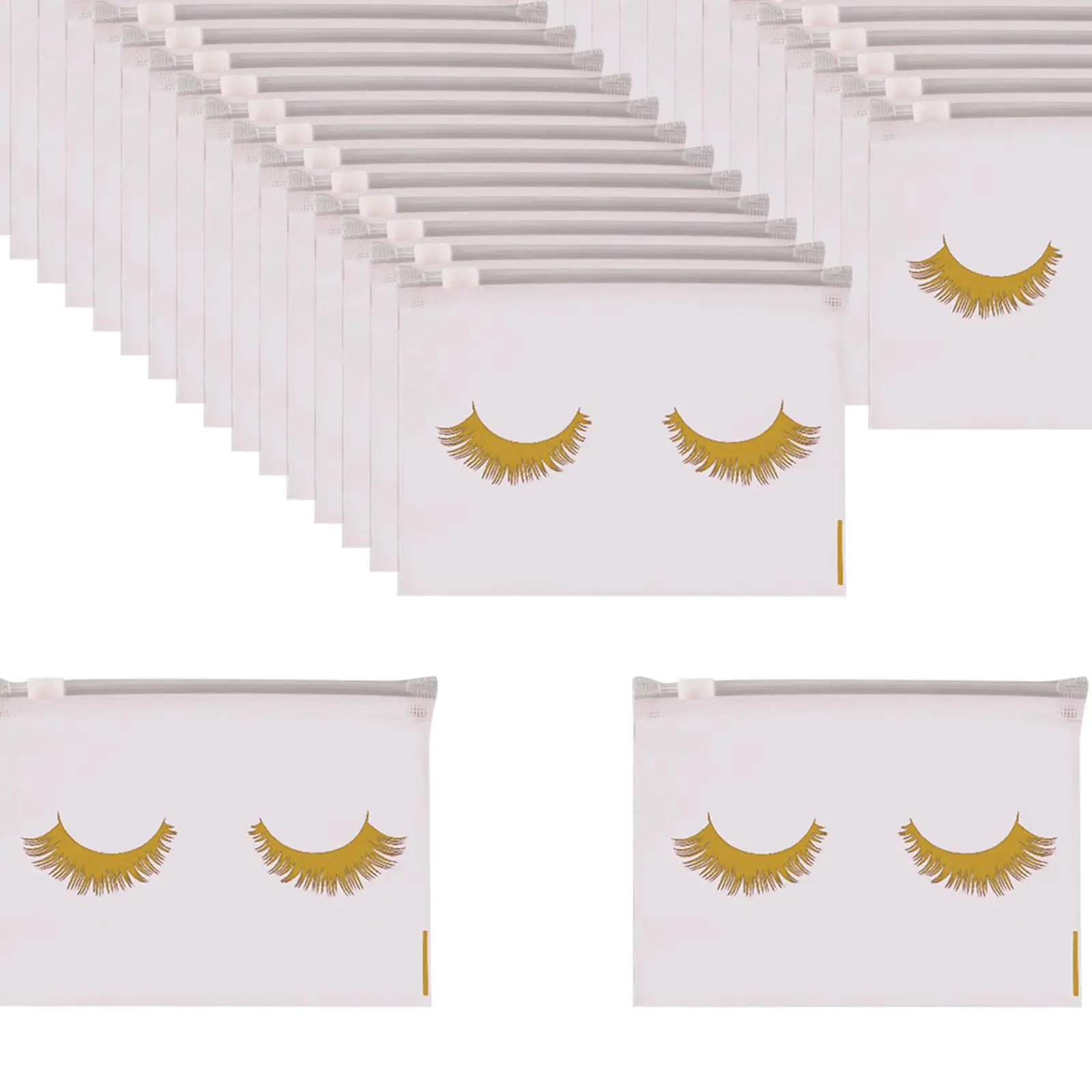 50Pcs Versatile Eyelash Bags Printed Waterproof Lash Zipper Pouch for Makeup Sundries