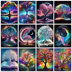 AZQSD Diamond Art Painting Kits Tree Landscape Embroidery Round Drill Cross Stitch Home Decor Rhinestones Gift Needlework Diy